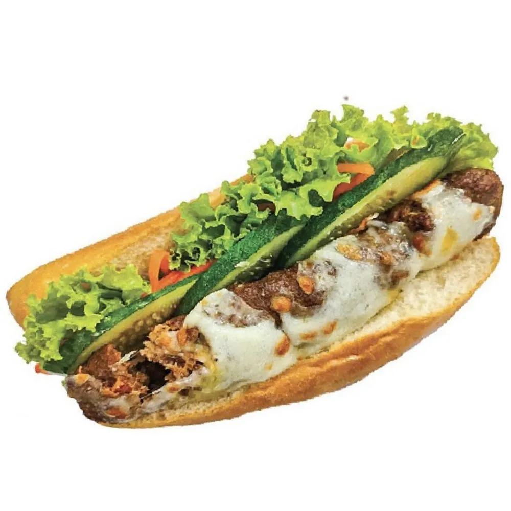 Bánh Mì Thịt Nướng Phô Mai: Grilled pork, mozzarella & cheddar